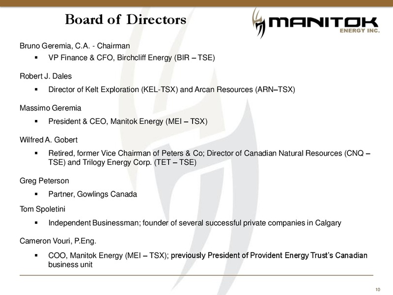 MANITOK CORPORATION – Manitok Energy Inc. – slide 8