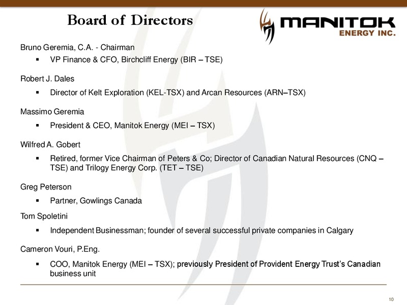 CORPORATE PRESENTATION – Manitok Energy Inc. – slide 8