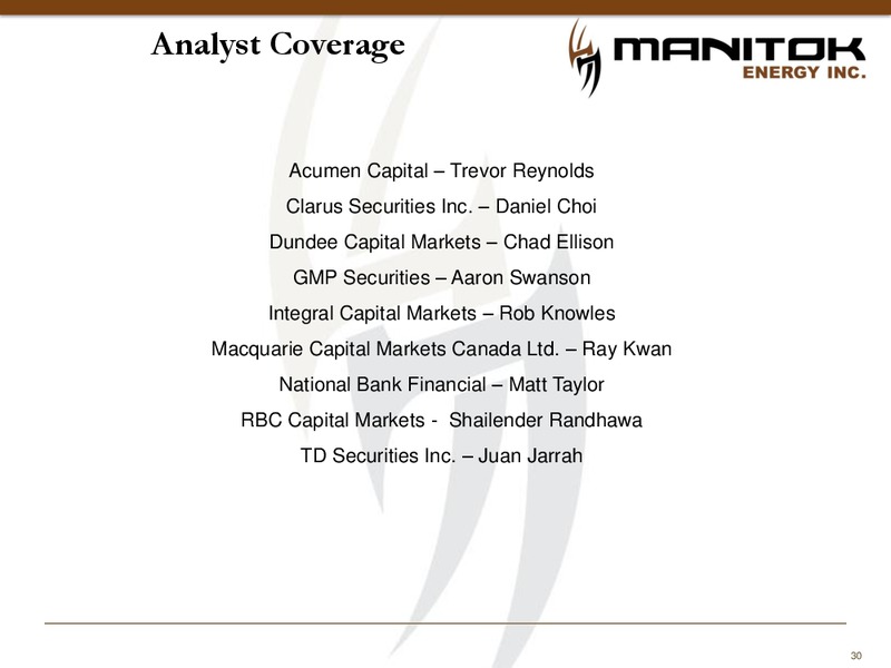 Corporate Presentation – Manitok Energy Inc. – slide 28