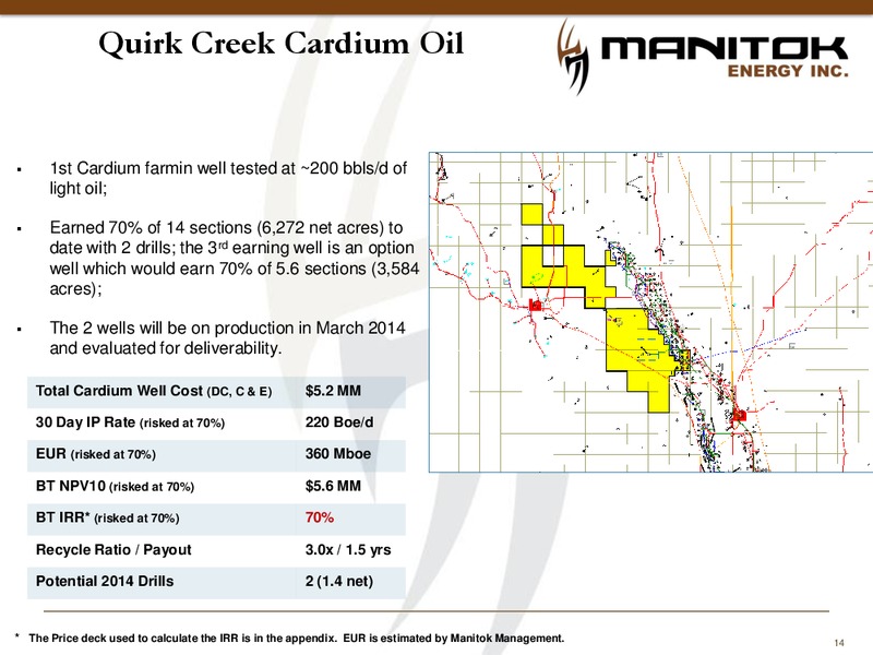 Corporate Presentation – Manitok Energy Inc. – slide 12
