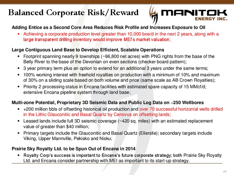 Corporate Presentation – Manitok Energy Inc. – slide 15