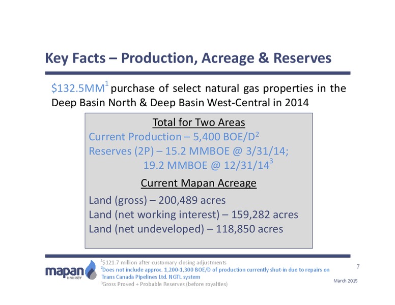 MARCH 2015 INVESTOR PRESENTATION – Mapan Energy Ltd – slide 5