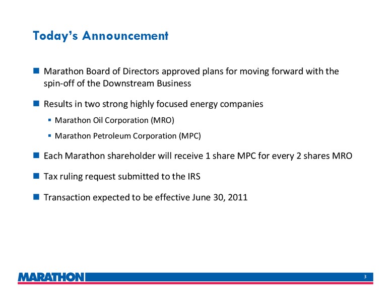 INVESTOR PRESENTATION – Marathon Oil Corp – slide 2