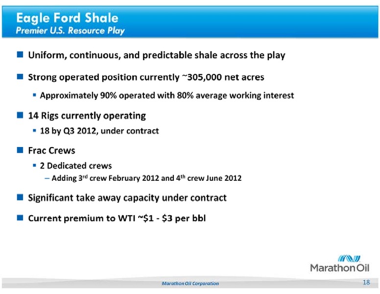 CREDIT SUISSE 2012 ENERGY SUMMIT – Marathon Oil Corp – slide 18