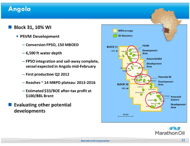 CREDIT SUISSE 2012 ENERGY SUMMIT – Marathon Oil Corp – slide 33