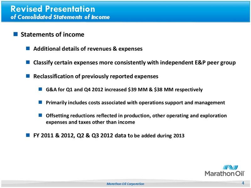 1Q 2013 Earnings Call – Marathon Oil Corp – slide 3
