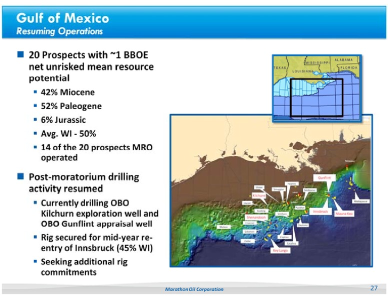 UBS GLOBAL OIL AND GAS CONFERENCE – Marathon Oil Corp – slide 27