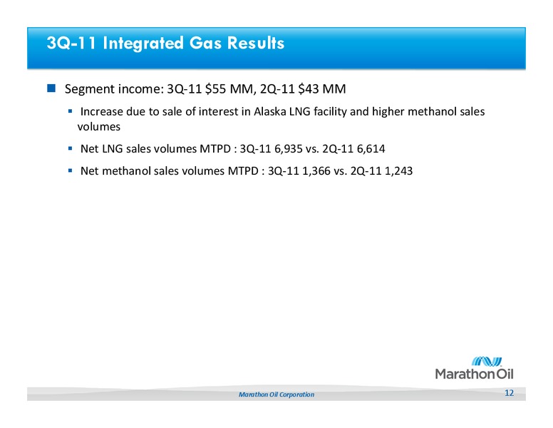 Q3 2011 Earnings Call – Marathon Oil Corp – slide 11