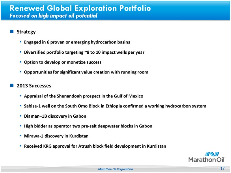 BUSINESS UPDATE – Marathon Oil Corp – slide 16