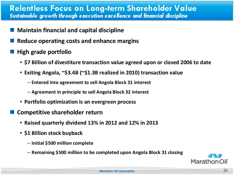 BUSINESS UPDATE – Marathon Oil Corp – slide 25