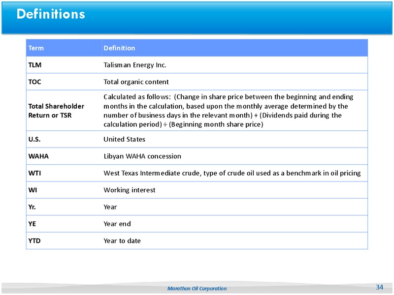 BUSINESS UPDATE – Marathon Oil Corp – slide 30
