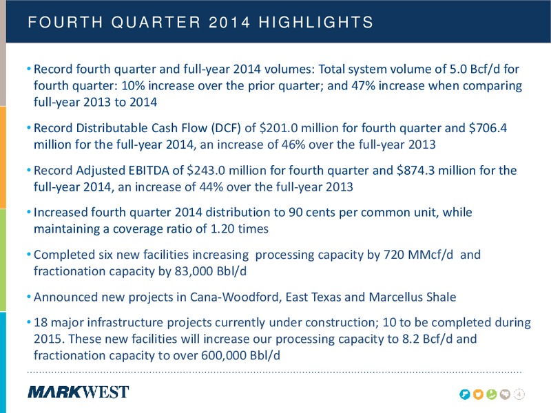 Q4 2014 CONFERENCE CALL – Markwest Energy Partners, L.P. – slide 3
