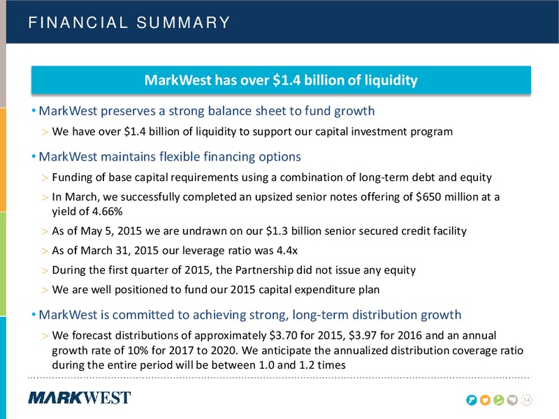 Q1 2015 CONFERENCE CALL – Markwest Energy Partners, L.P. – slide 13