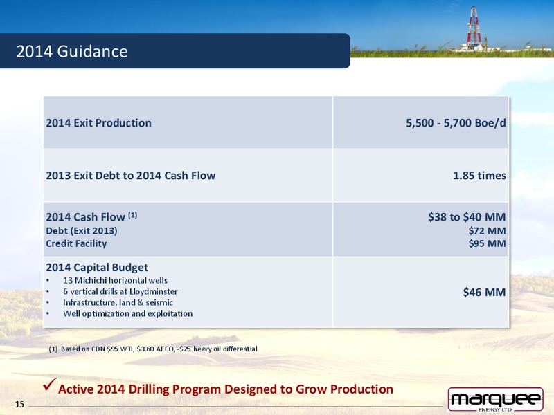 STRATEGIC ACQUISITION – Marquee Energy Ltd. – slide 13
