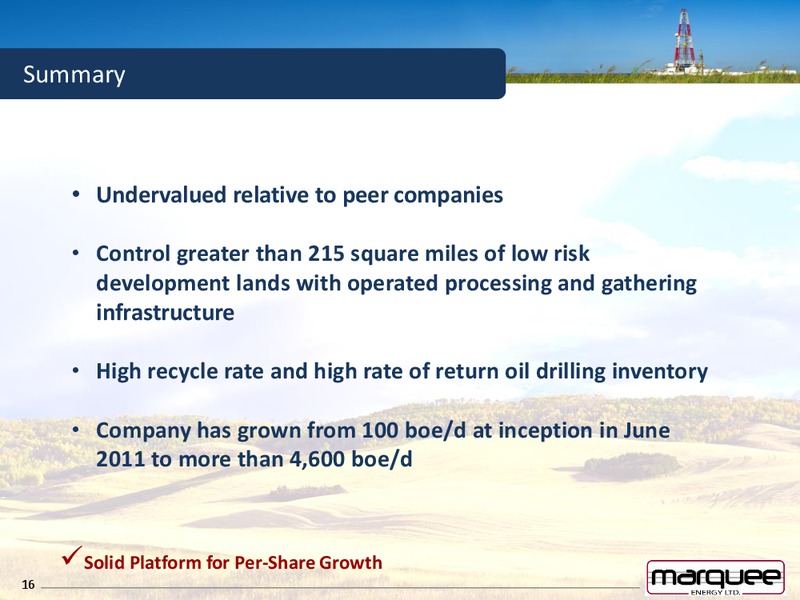 STRATEGIC ACQUISITION – Marquee Energy Ltd. – slide 14