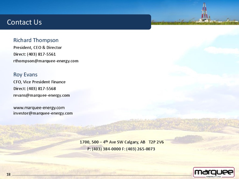 STRATEGIC ACQUISITION – Marquee Energy Ltd. – slide 16