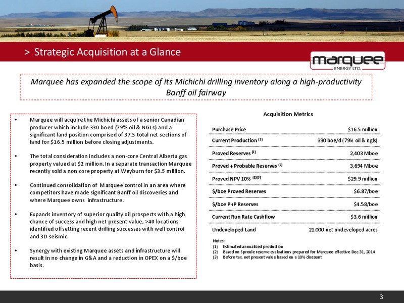 CORPORATE PRESENTATION – Marquee Energy Ltd. – slide 2