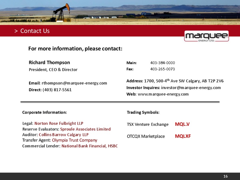 Corporate Presentation – Marquee Energy Ltd. – slide 15