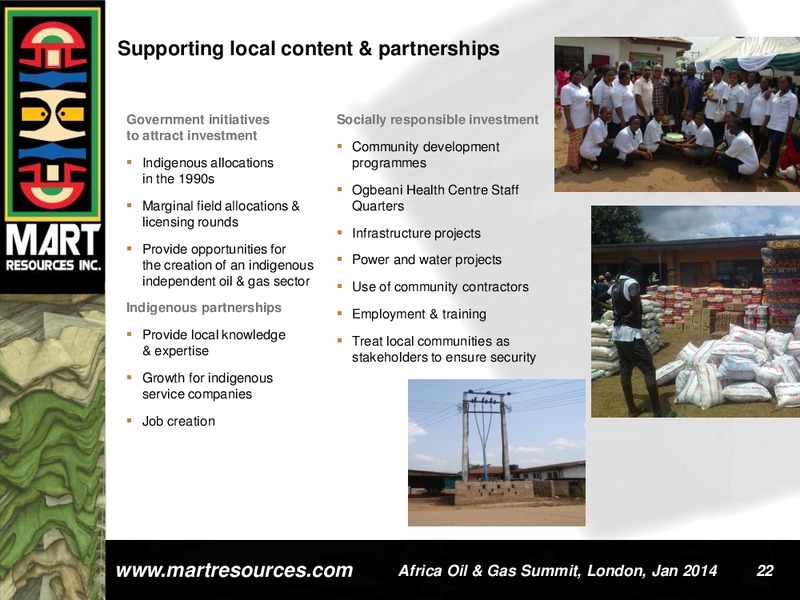 INVESTOR PRESENTATION – Mart Resources Inc – slide 21