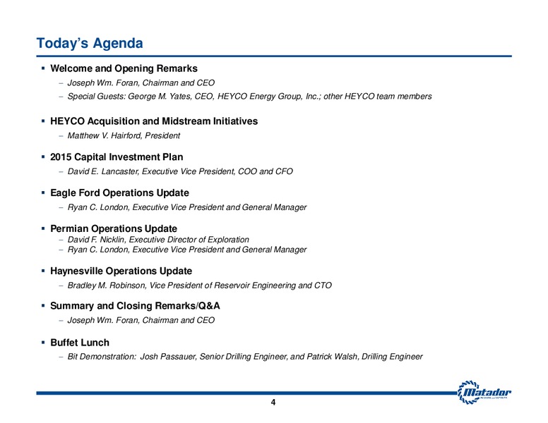 2015 Analyst Day Presentation – Matador Resources Company – slide 4