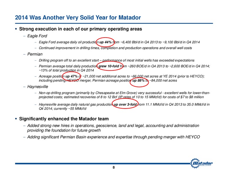 2015 Analyst Day Presentation – Matador Resources Company – slide 8