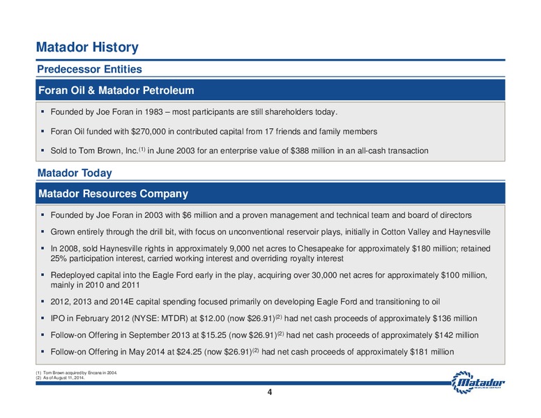 August 2014 Investor Presentation – Matador Resources Company – slide 3