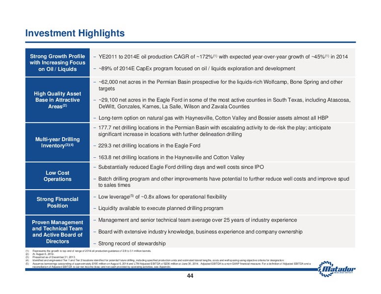 August 2014 Investor Presentation – Matador Resources Company – slide 43