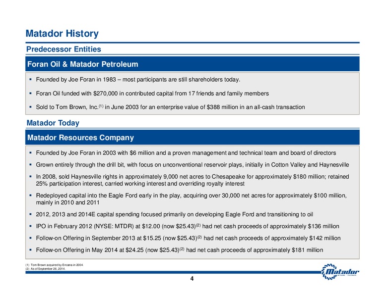 September 2014 Investor Presentation – Matador Resources Company – slide 3