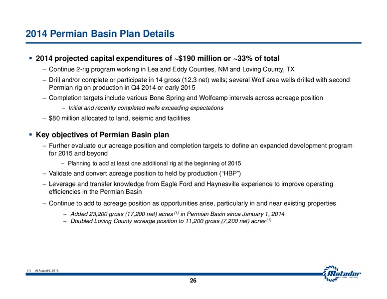 September 2014 Investor Presentation – Matador Resources Company – slide 25