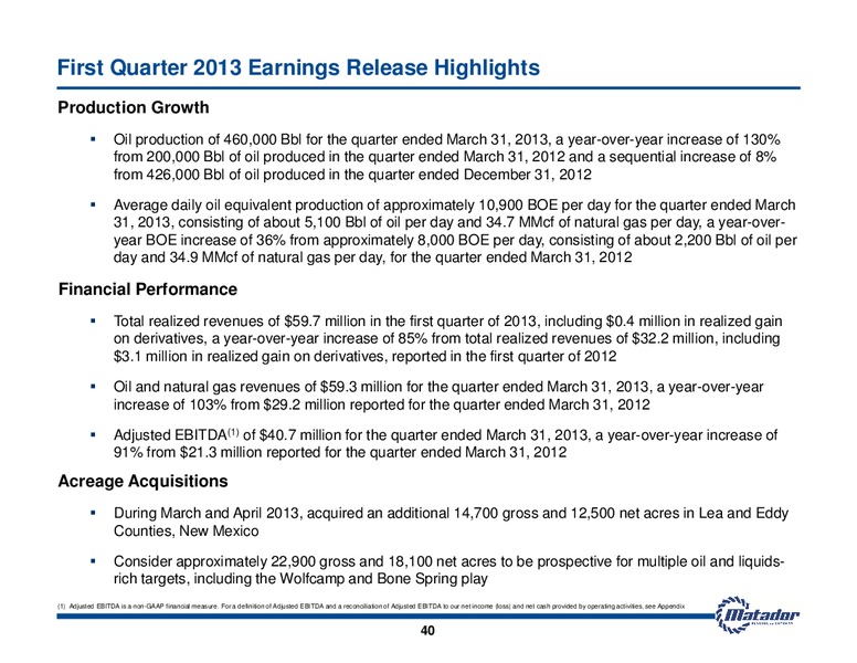 May 2013 Investor Presentation – Matador Resources Company – slide 39