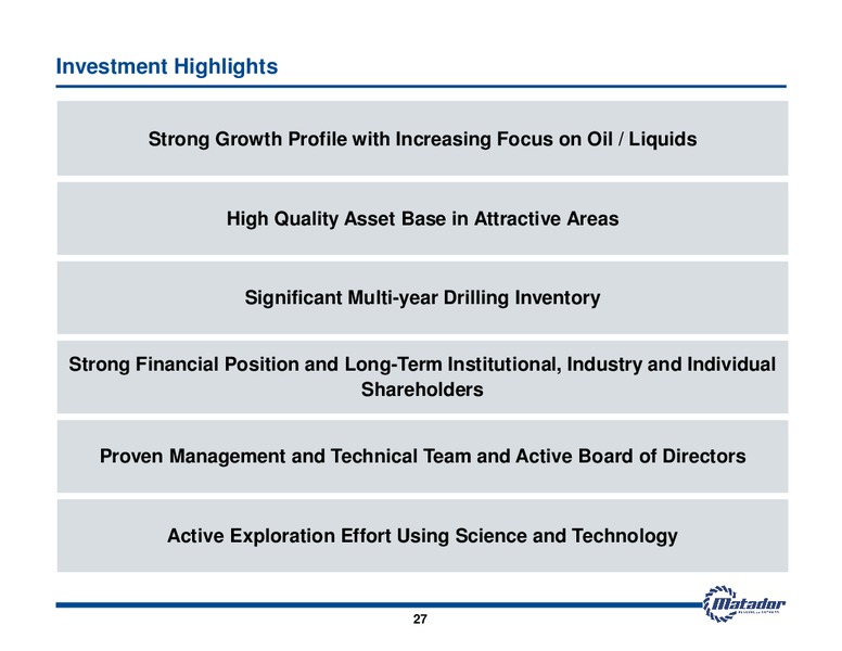 October 2012 Investor Presentation – Matador Resources Company – slide 27