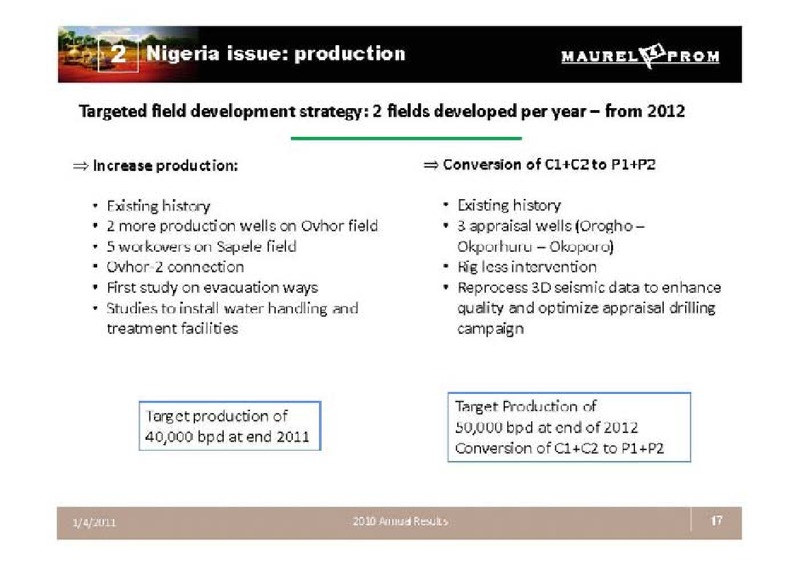 2010 ANNUAL RESULTS – Maurel Et Prom – slide 17