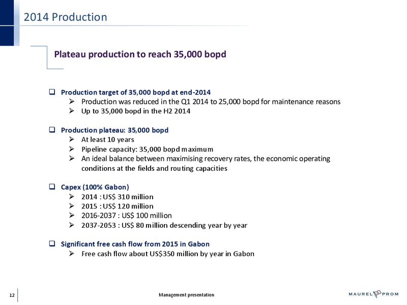 Management Presentation – Maurel Et Prom – slide 12
