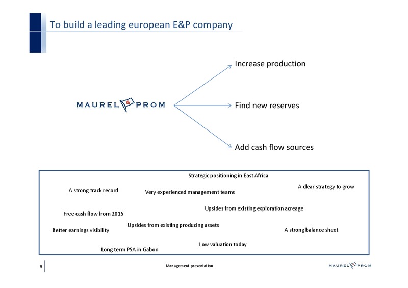 MANAGEMENT PRESENTATION – Maurel Et Prom – slide 9