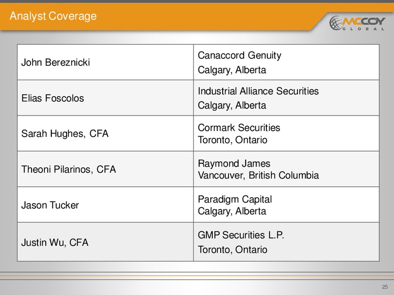 Investor Presentation – Mccoy Global – slide 24