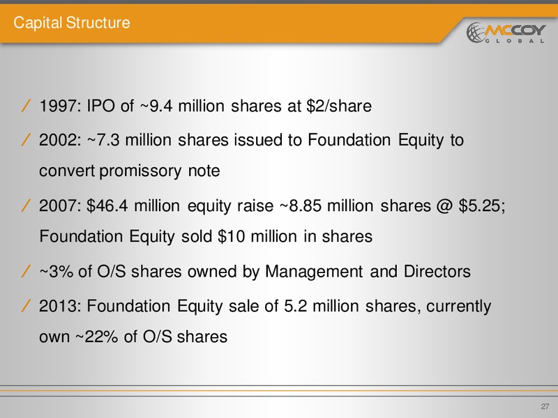 INVESTOR PRESENTATION – Mccoy Global – slide 26