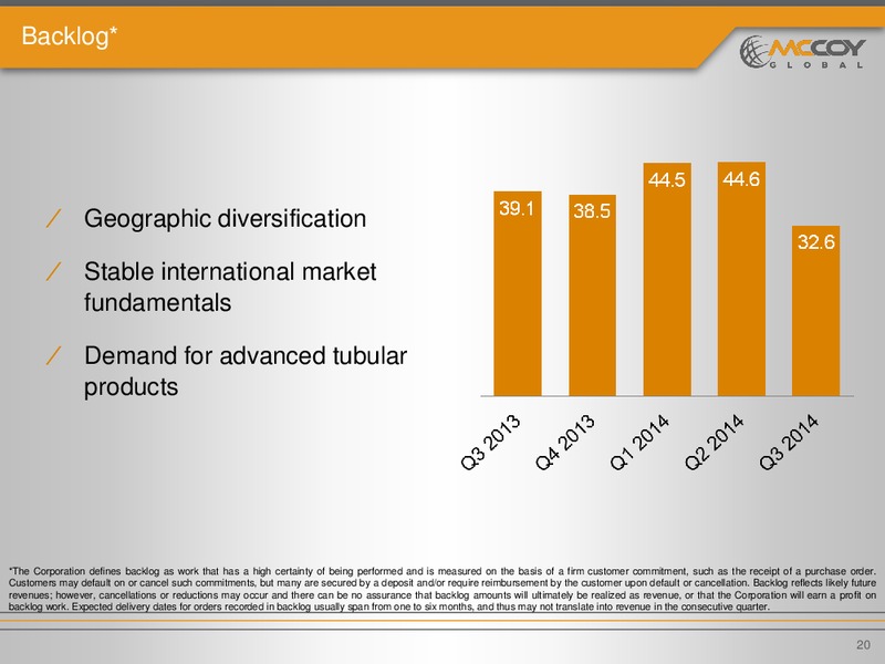 INVESTOR PRESENTATION – Mccoy Global – slide 19
