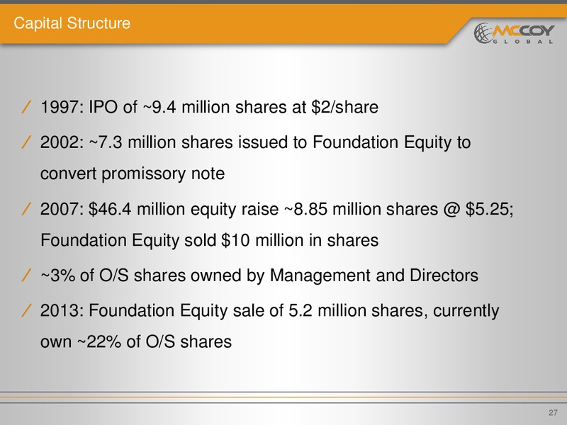 INVESTOR PRESENTATION – Mccoy Global – slide 26