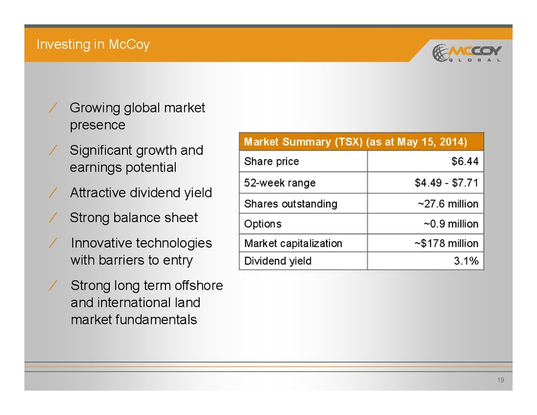 Investor Presentation – Mccoy Global – slide 18