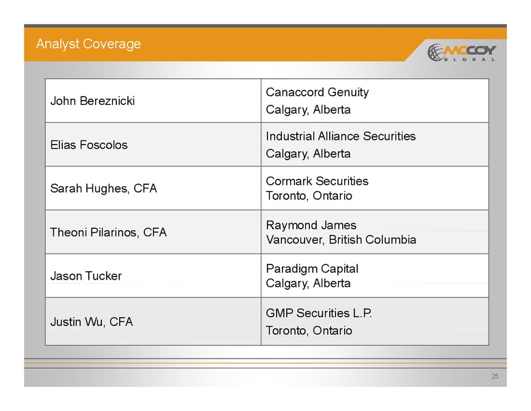 Investor Presentation – Mccoy Global – slide 24