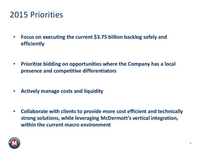 Q1 2015 SUPPLEMENTAL INFORMATION – Mcdermott International – slide 2