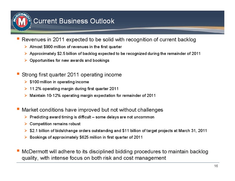CREDIT SUISSE 2011 ENGINEERING & CONSTRUCTION CONFERENCE – Mcdermott International – slide 15