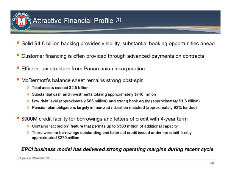 CREDIT SUISSE 2011 ENGINEERING & CONSTRUCTION CONFERENCE – Mcdermott International – slide 19