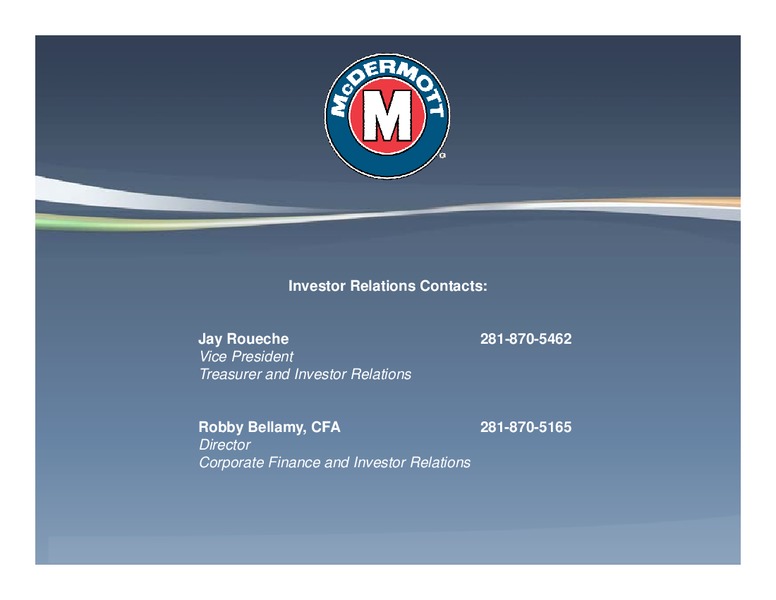 CREDIT SUISSE 2011 ENGINEERING & CONSTRUCTION CONFERENCE – Mcdermott International – slide 21