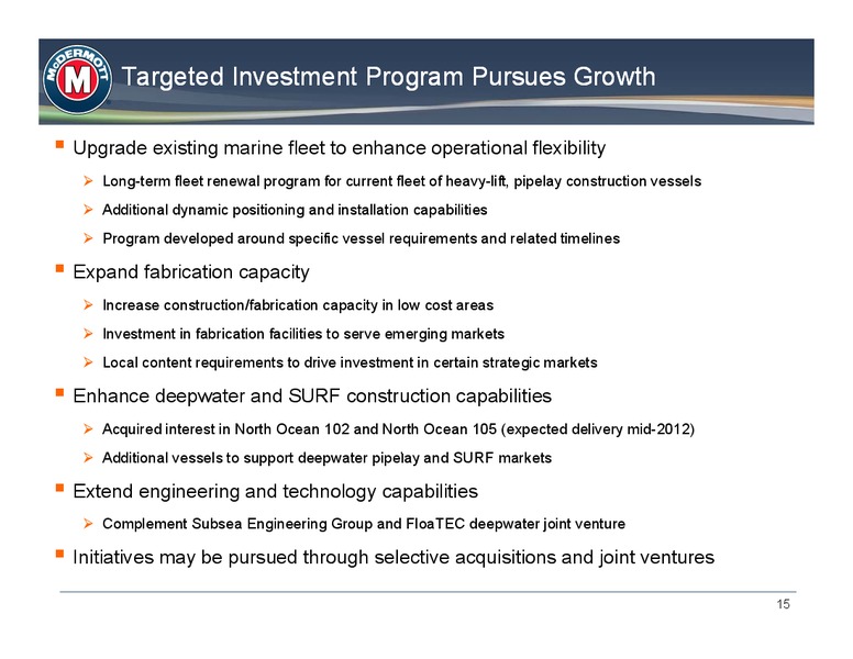 D A DAVIDSON 10TH ANNUAL ENGINEERING & CONSTRUCTION CONFERENCE – Mcdermott International – slide 14