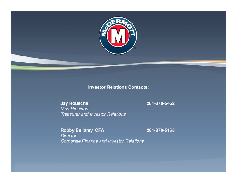 D A DAVIDSON 10TH ANNUAL ENGINEERING & CONSTRUCTION CONFERENCE – Mcdermott International – slide 21