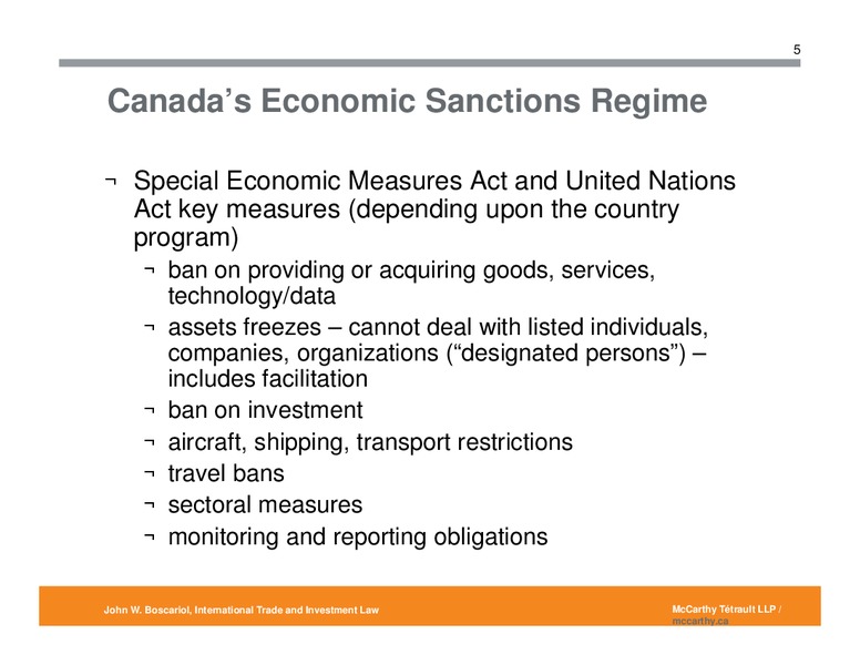 IE Canada Export Compliance Webinar Series – Mc Carthy Tetrault – slide 6