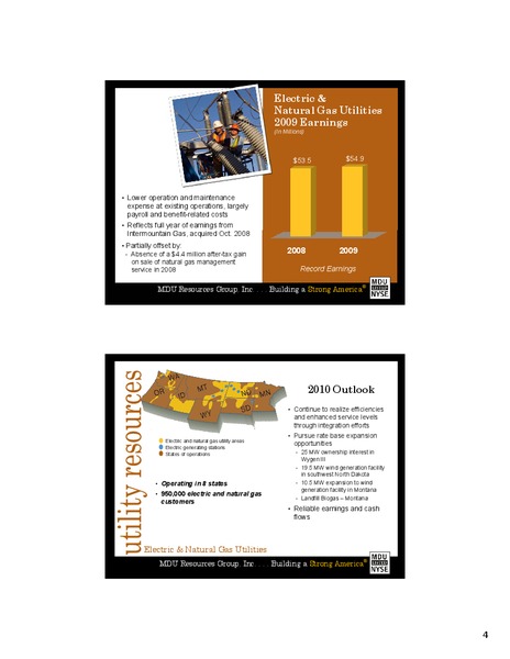 2009 EARNINGS CALL – MDU Resources Group Inc. – slide 3