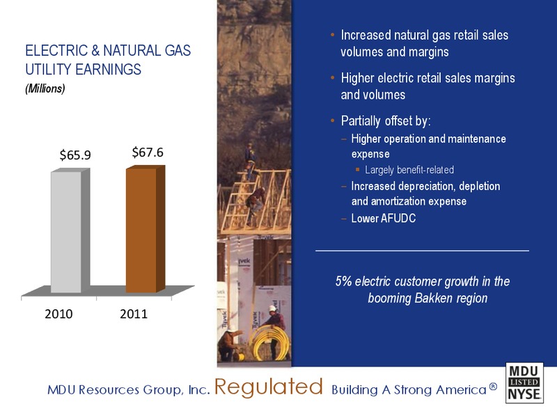 2011 EARNINGS RESULTS AND 2012 GUIDANCE CONFERENCE CALL – MDU Resources Group Inc. – slide 7