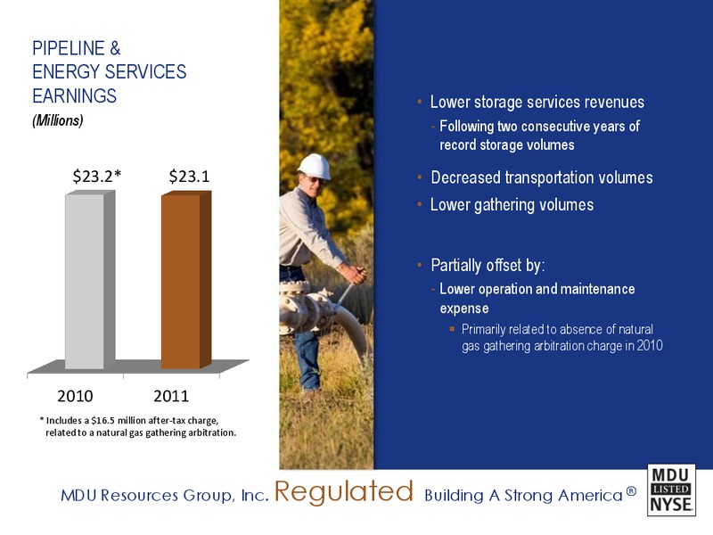 2011 EARNINGS RESULTS AND 2012 GUIDANCE CONFERENCE CALL – MDU Resources Group Inc. – slide 9